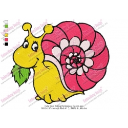 Cute Snail Eating Embroidery Design